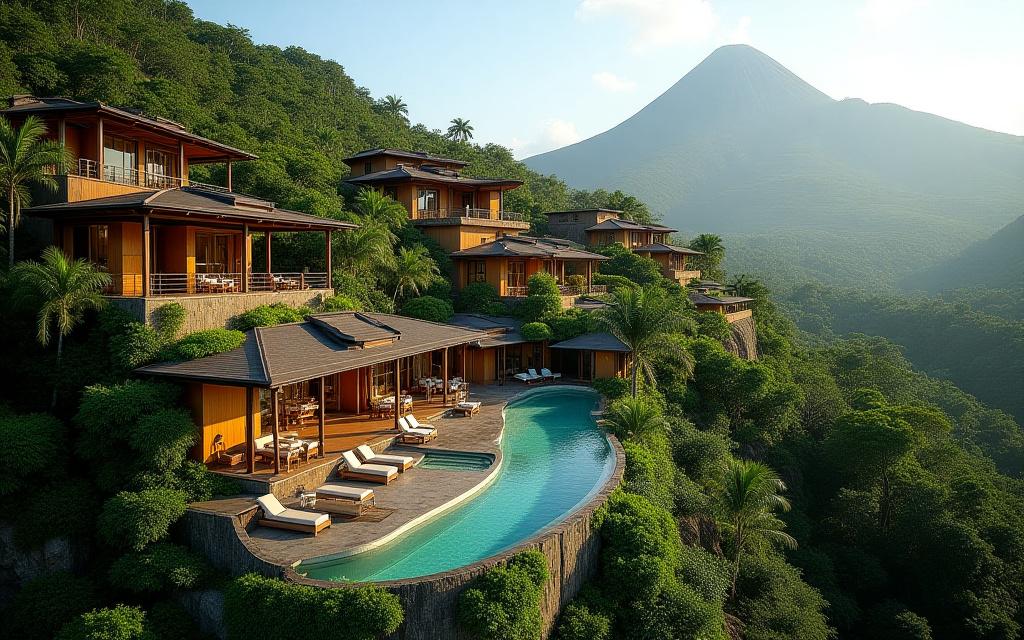 Resort y spa de lujo integrado en la ladera de un volcán en Costa Rica