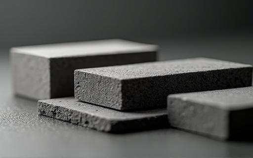 Muestras de hormigón resistente al calor y basalto